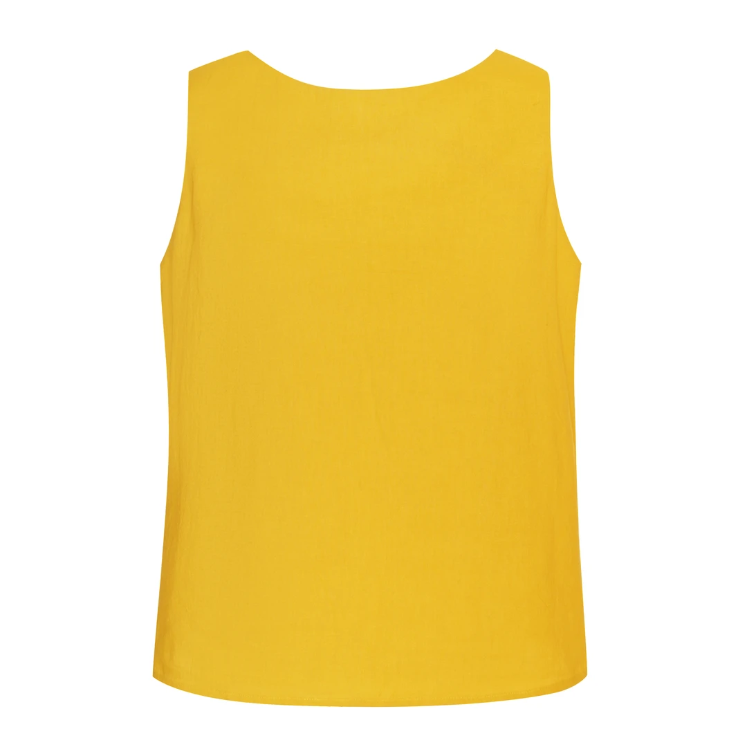 【65237】2025新款100%亚麻时尚无袖圆领简约背心宽松显瘦上衣