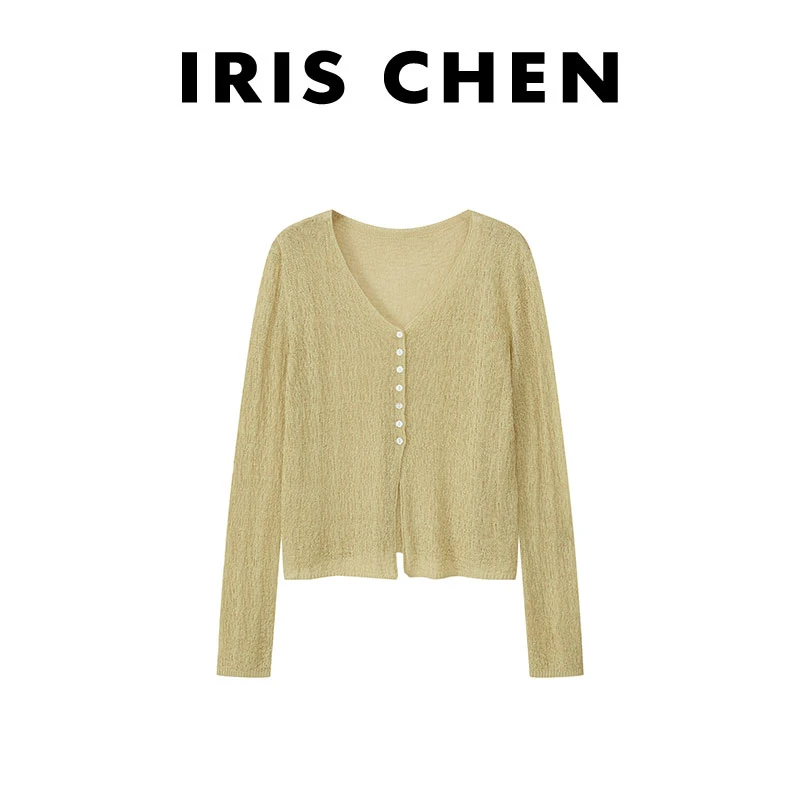 现货IRIS CHEN 亚麻开衫 2025春夏天丝亚麻百搭针织开衫25WT208