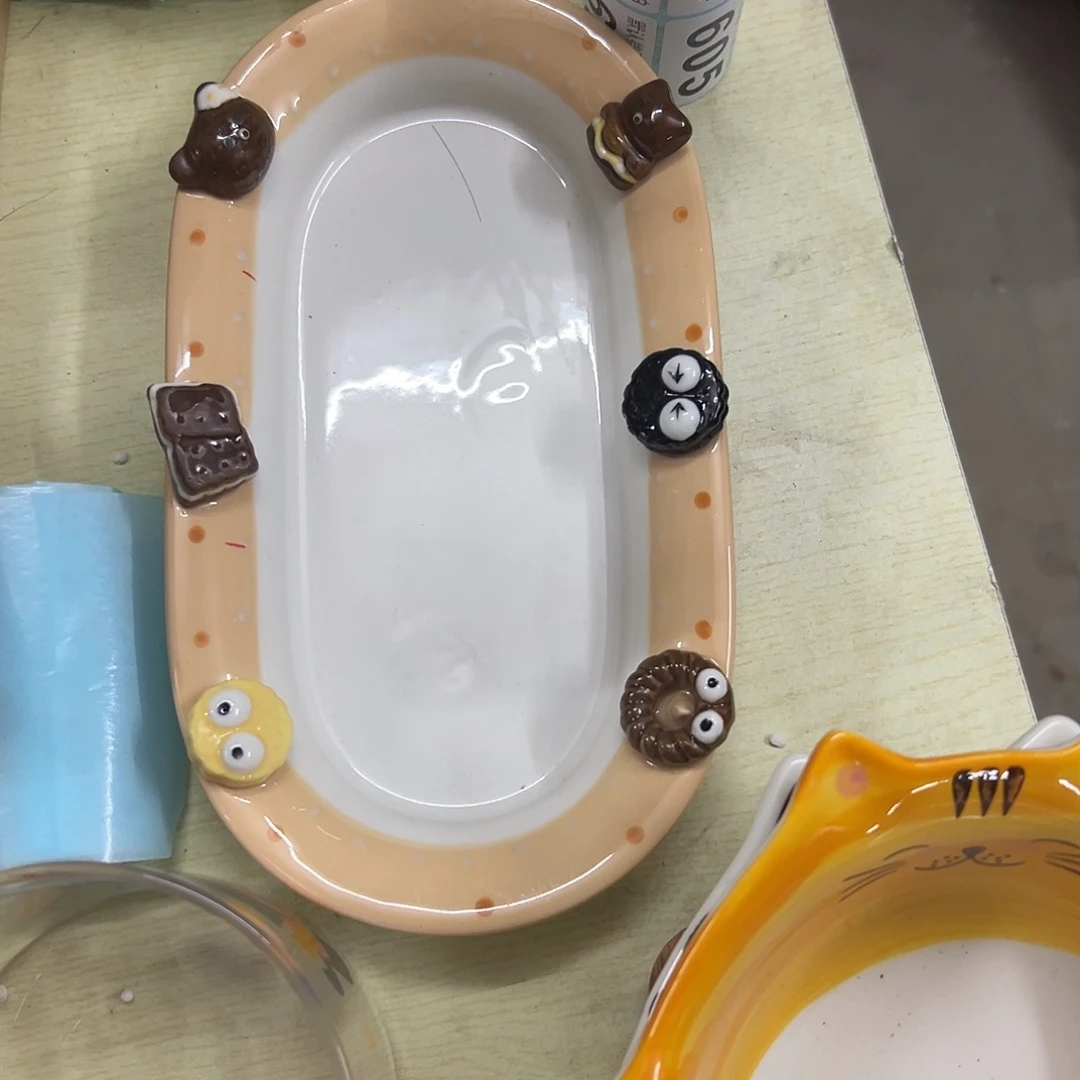 焦****搪瓷微瑕曲奇盘咖色椭圆盘加圆盘