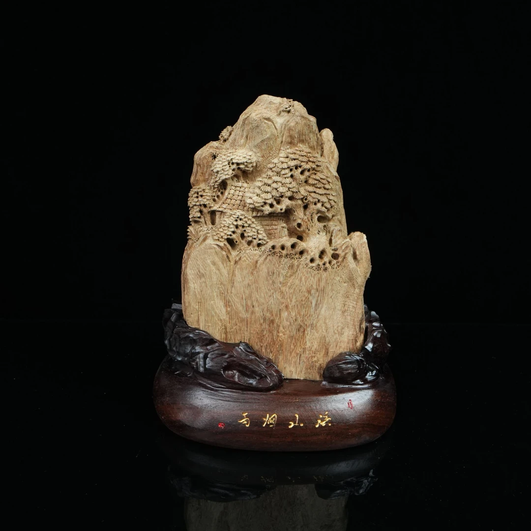 3945巴布亚沉香高山料溪山烟雨14x10x18.5cm 173.4g