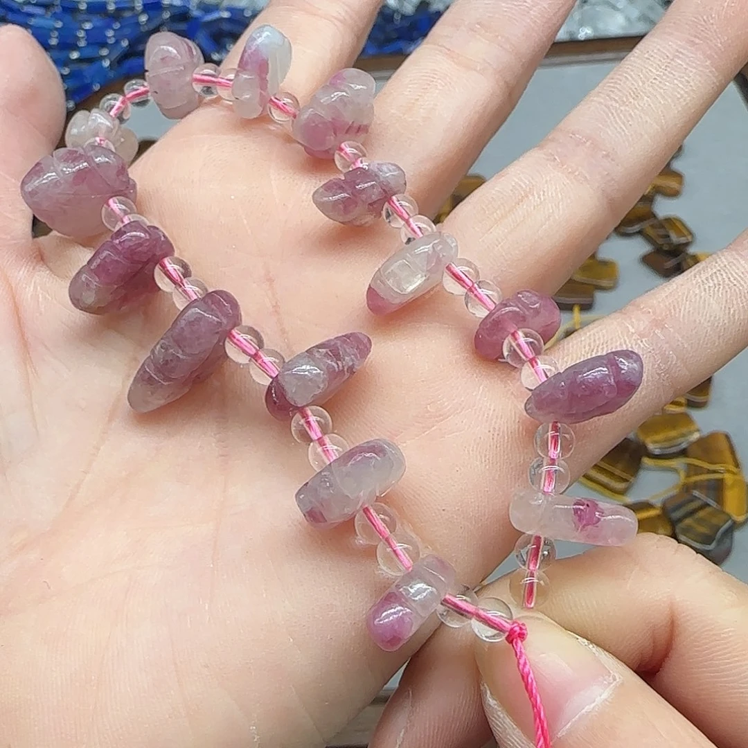 玛瑙/玉髓珠宝半成品合金碧玺叶子半条14颗