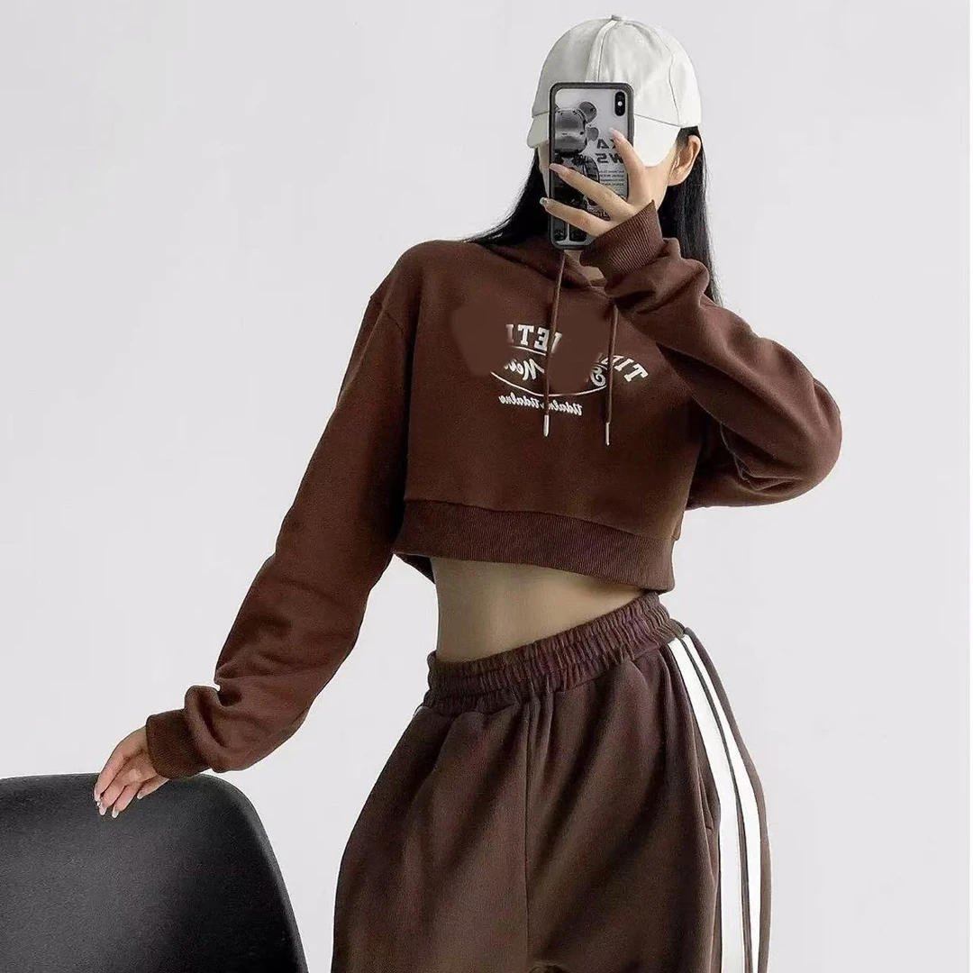 【意法-潮搭T•N】NN057-时尚女装设计感卫衣休闲短款宽松印花