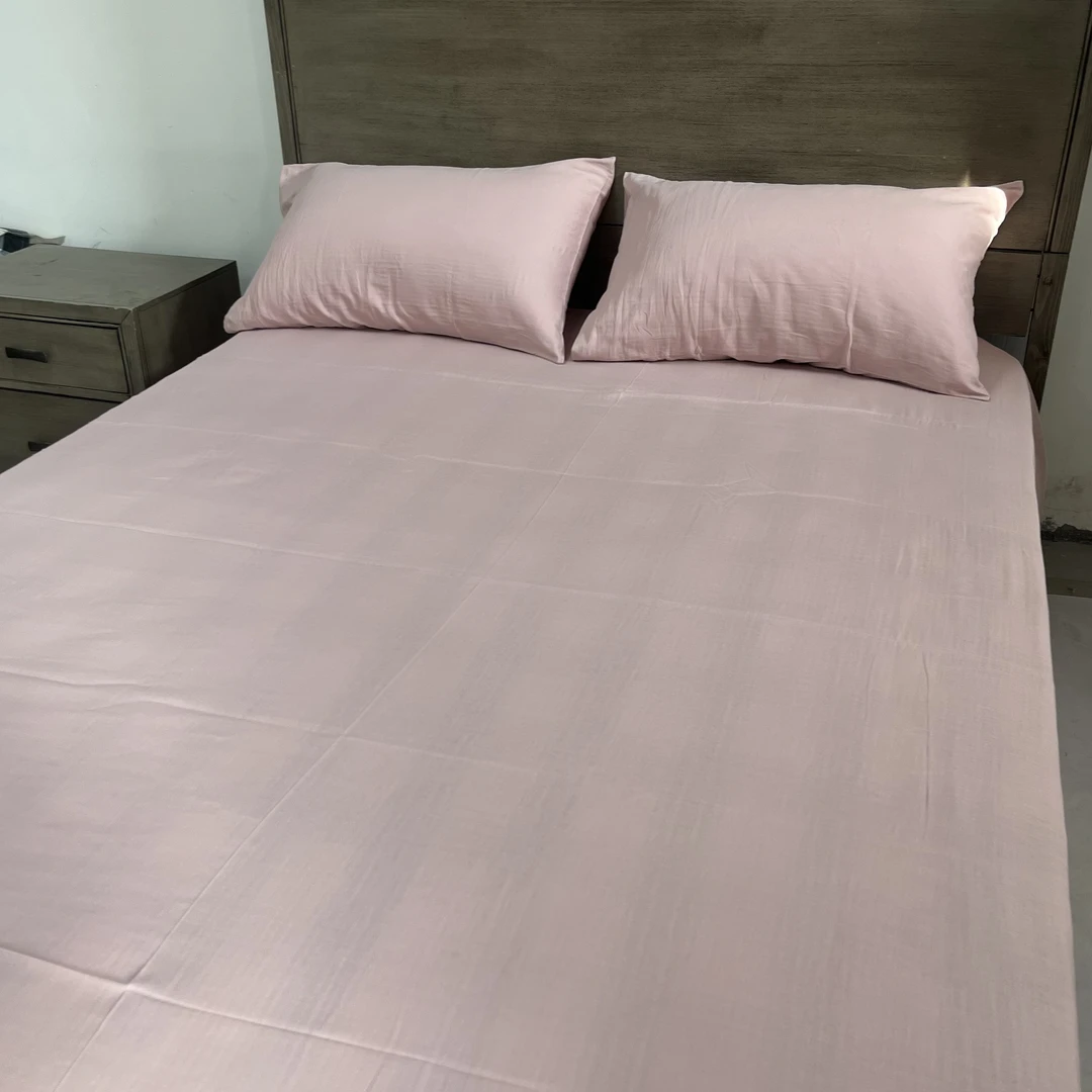 875 双层纱床单三件套樱花粉 床单230*250，枕套48*74左右