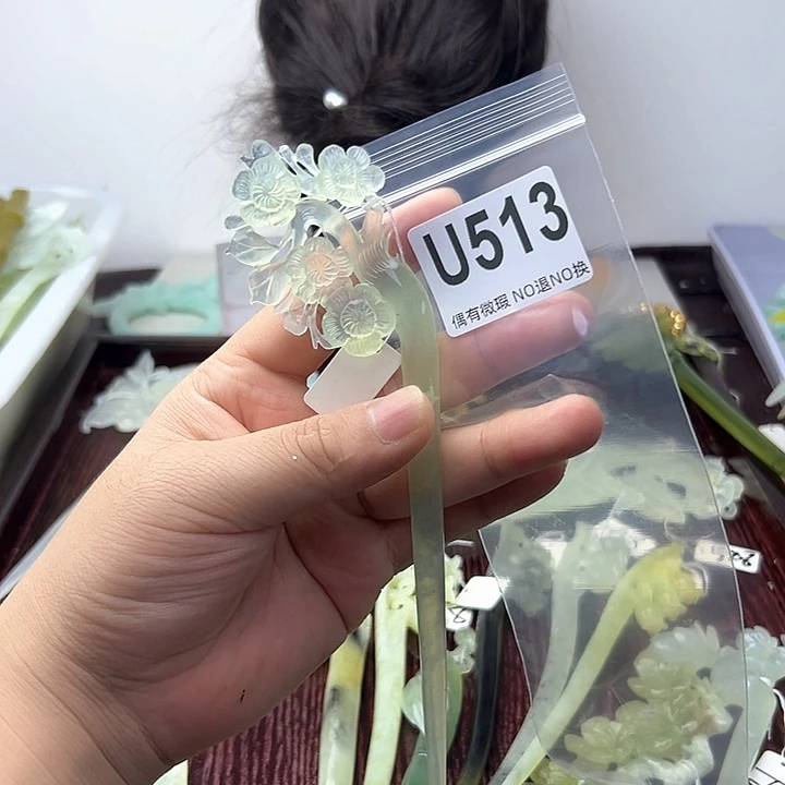 蛇纹石玉合金发饰兰