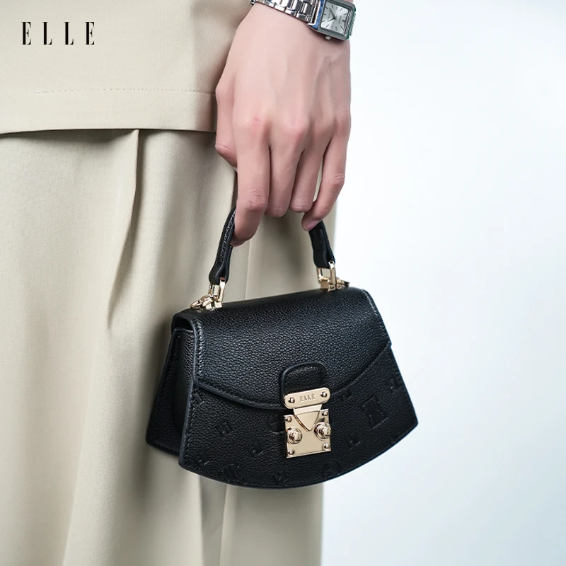 ELLE2025一秒入夏}时尚轻奢手提包设计师款荔枝纹精致斜挎包46862