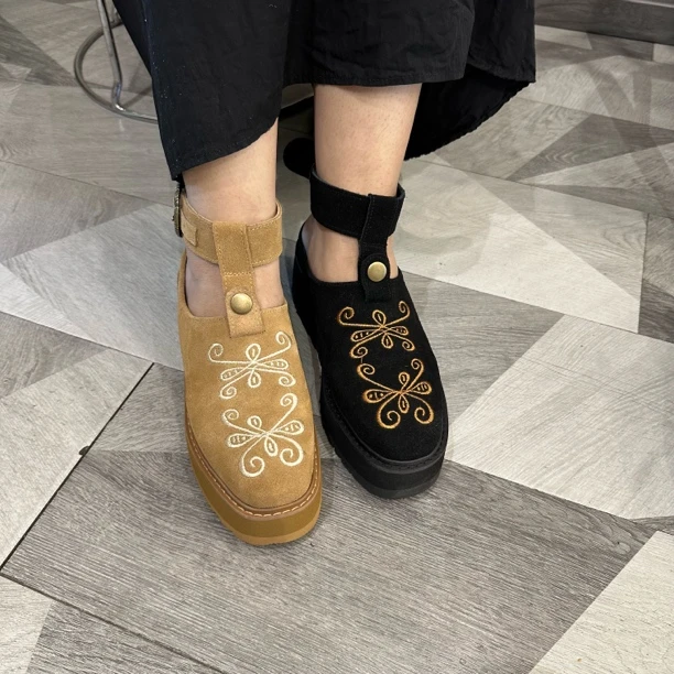 588-31 厚底新款百搭复古增高裙子圆头鞋超软