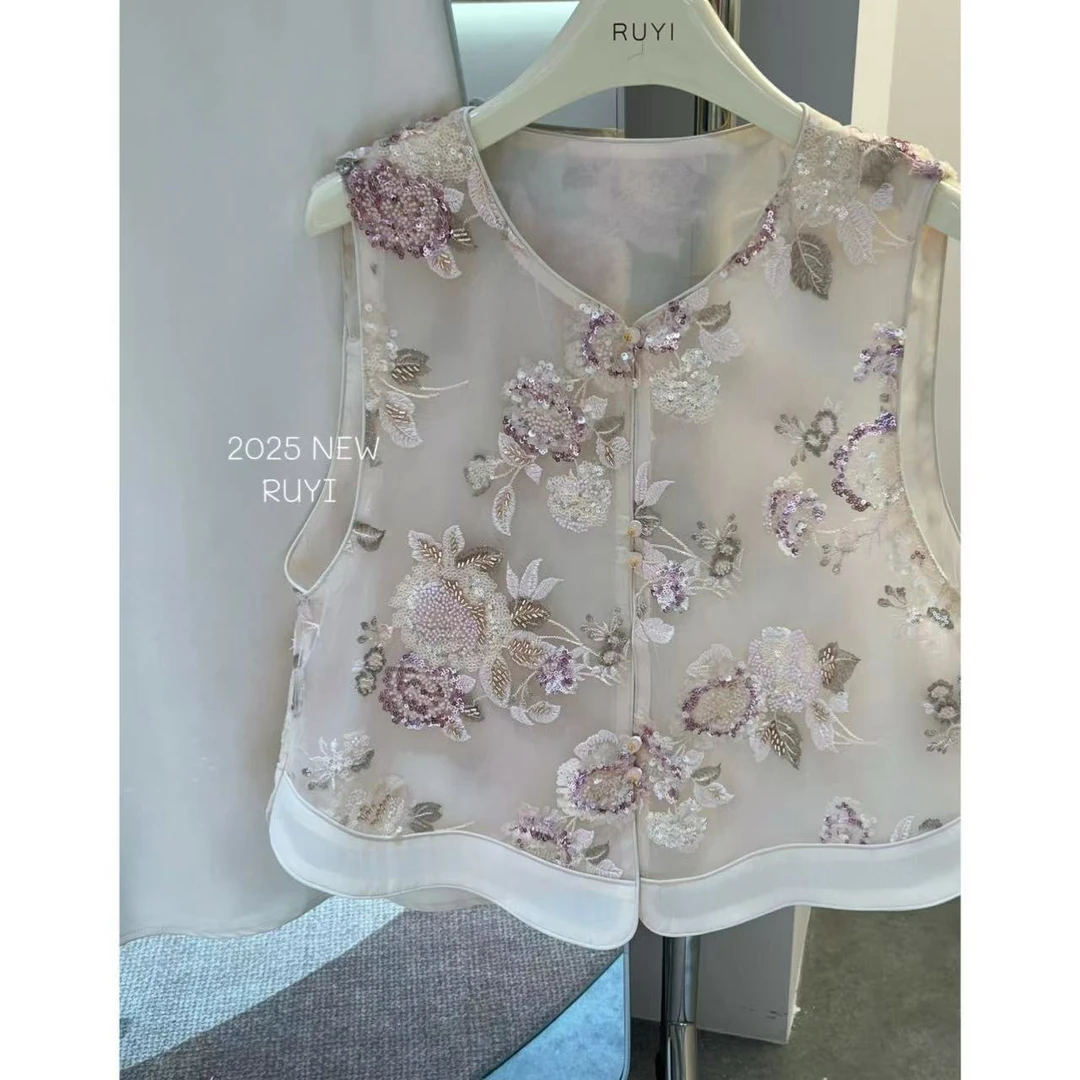 入艺825【Y I暗香浮动】新中式重工钉珠工艺气质款马甲-RY2530577