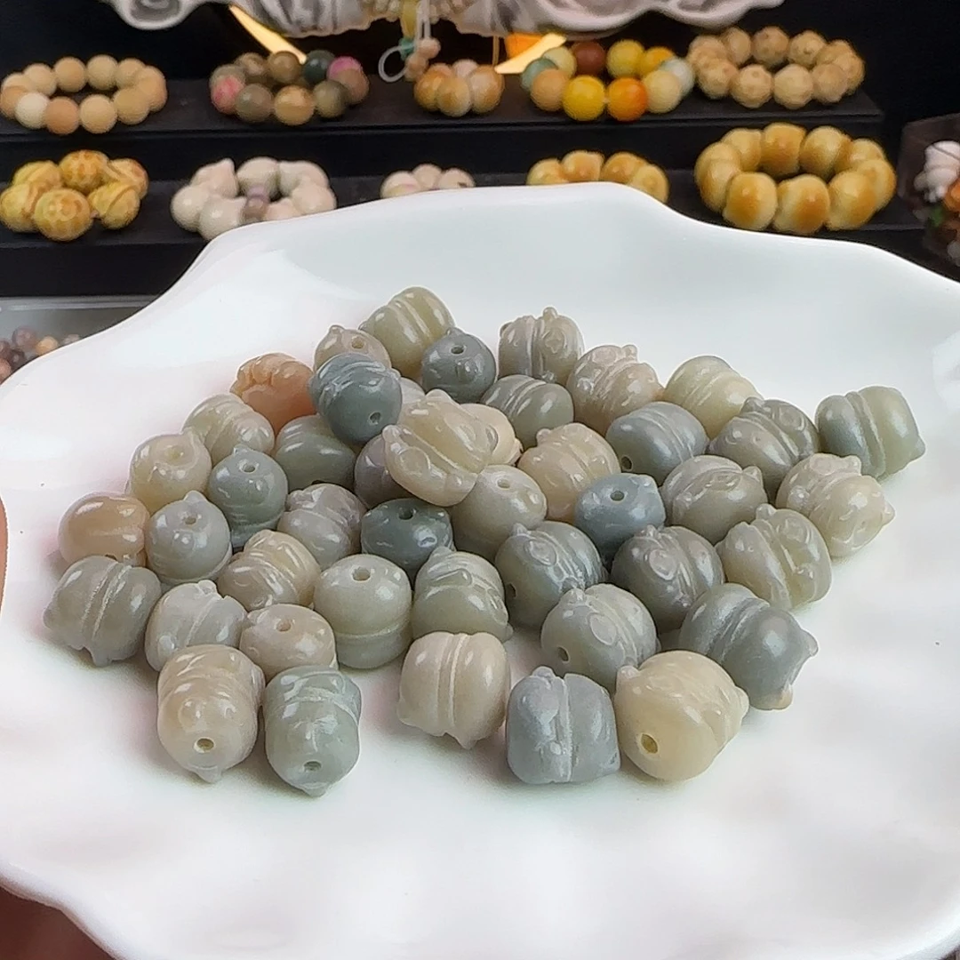 菩提根/象牙果手串卡12海盐蓝招财猫20颗➕10颗备珠