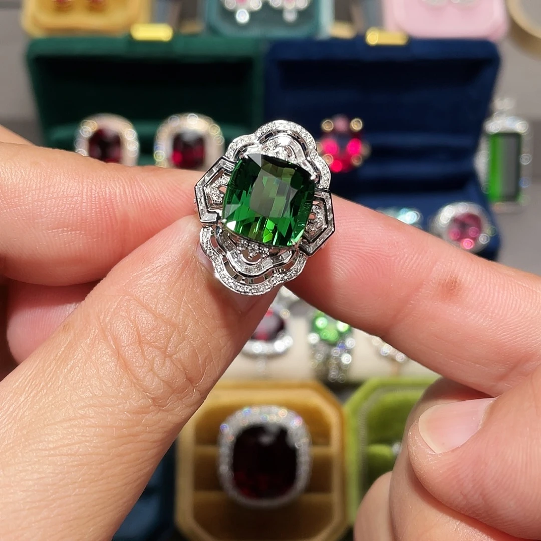 碧玺戒指18K金镶嵌9.07ct
