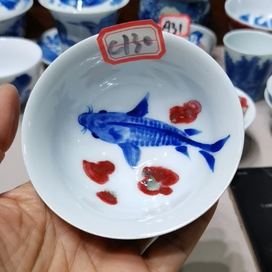 杯张学鸿老师青花釉里红内外双绘
