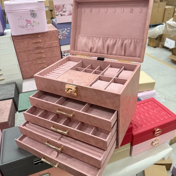 首饰盒/箱 高奢全锁新品皮质大容量项链戒指珠宝手镯首饰收纳盒
