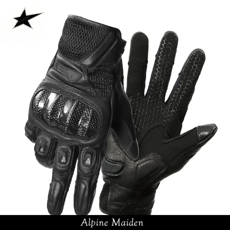 正品A星Alpine Maiden套夏季机车透气薄款舒适羊皮碳纤维防护手套