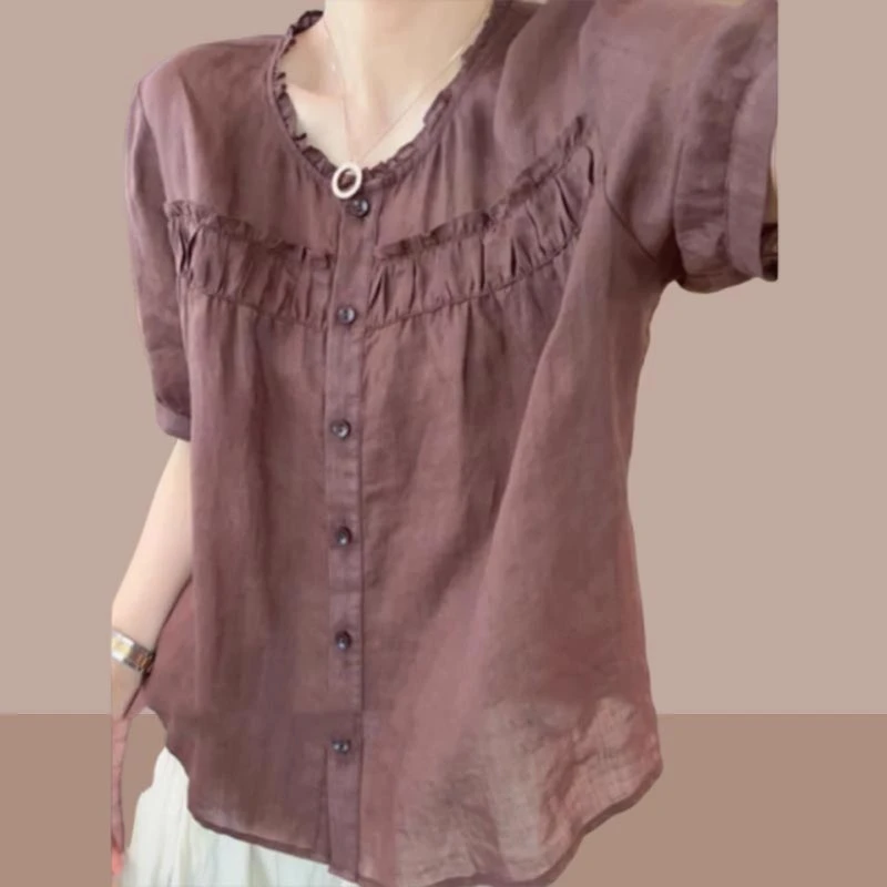 衬衫开衫薄款小众设计感洋气韩系宽松2025年夏季新款女装时尚短袖