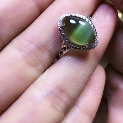 和田玉银S925镶嵌戒指