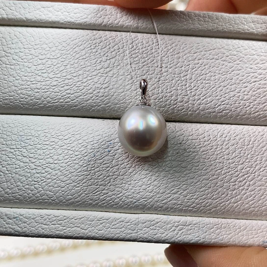 海水珍珠吊坠(不含链)18K金镶嵌10-11m冷光澳白吊坠（维纳斯品质）