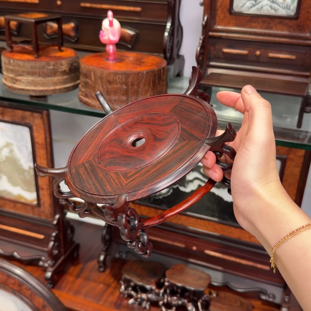 笑***生木大红酸枝交趾黄檀底座