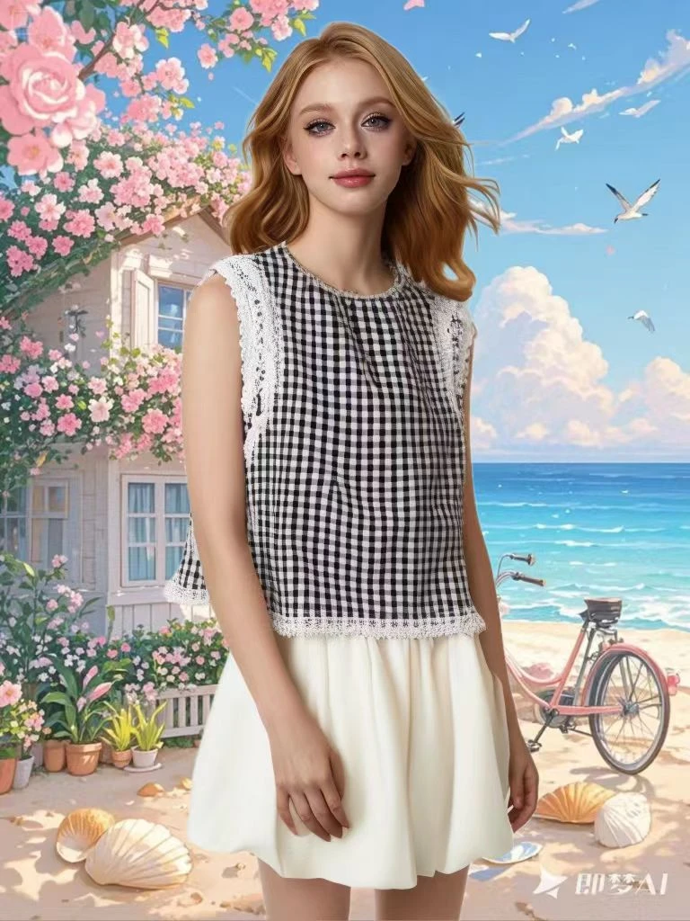 时尚套装2025夏季新款无袖衬衣白色蓬蓬裙蛋糕裙高端定制5天内货