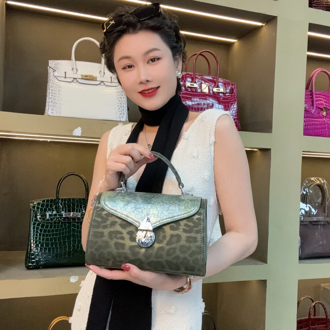 【尺寸：24*11*16】SISI原创设计高定真皮女包时尚百搭 AC123-墨绿色