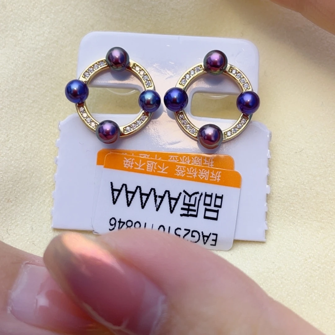 淡水珍珠银S925镶嵌耳饰w22