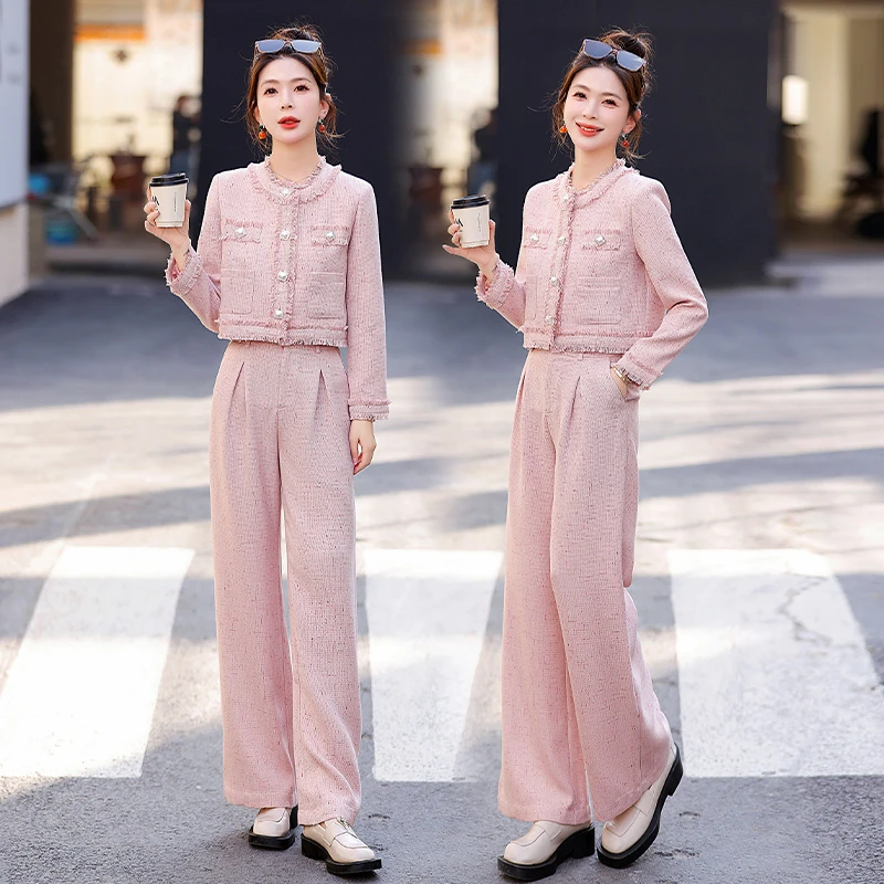 现货套装女2024年小香风减龄女神范新款女装洋气冬季显瘦两件套