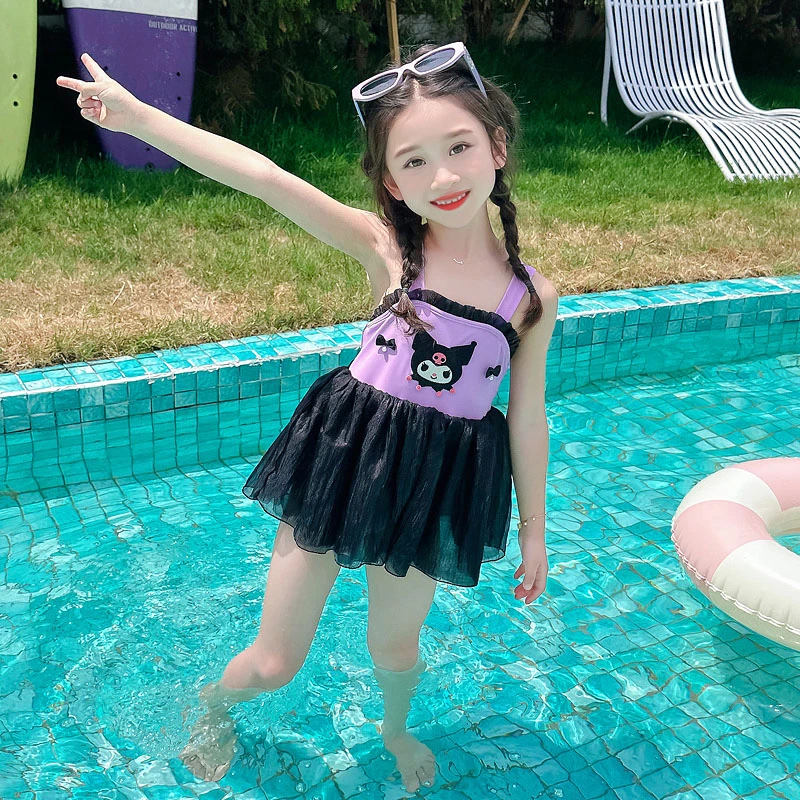 女童库洛米连体泳衣夏季2025新款女宝宝洋气速干游泳衣儿童温泉服