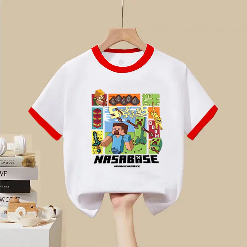 我的世界儿童纯棉2025新款夏季短袖T恤上衣男女童中大童小童学生