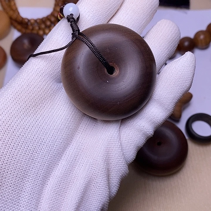 檀香木手串/手链老山檀黑肉树心老料大平安扣