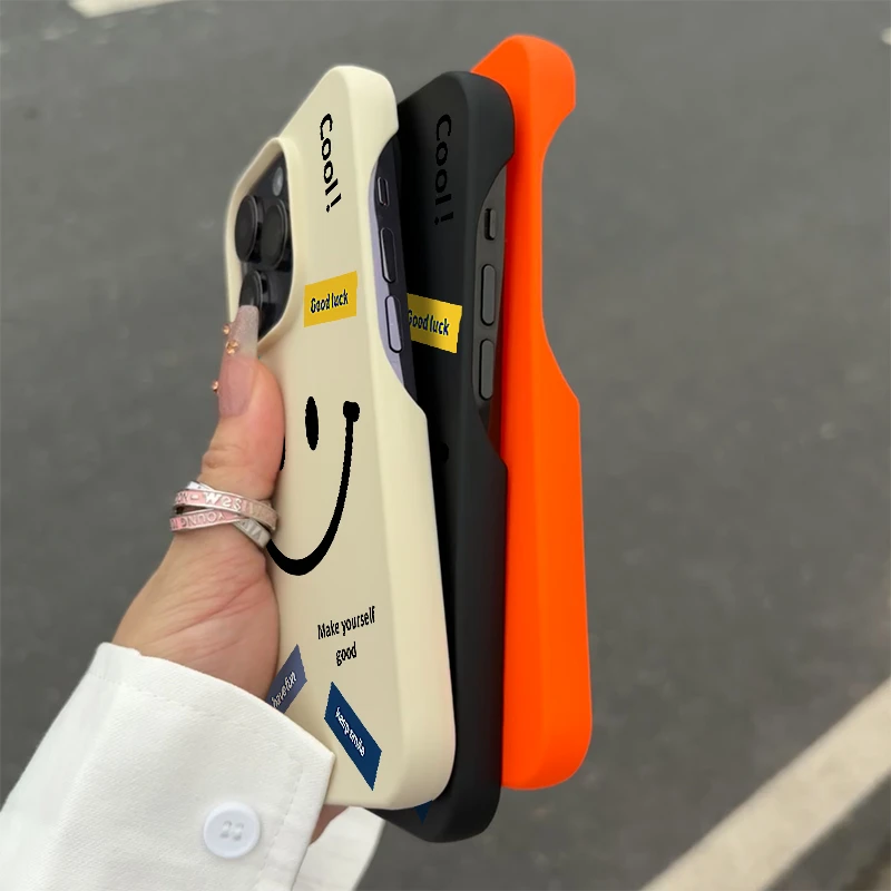 夕与空笑脸英文适用iPhone16promax手机壳苹果14/15半包13/12/11