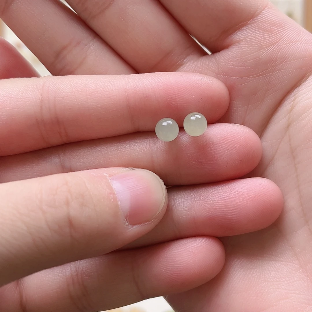 和田玉银S925镶嵌耳饰