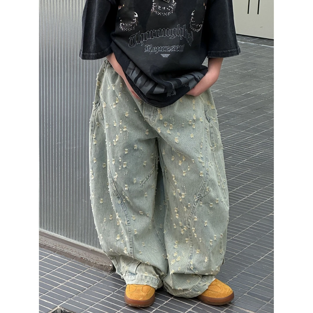 in 爱：qm25春季儿童帅气牛仔裤男童时尚宽松休闲裤百搭长裤2526