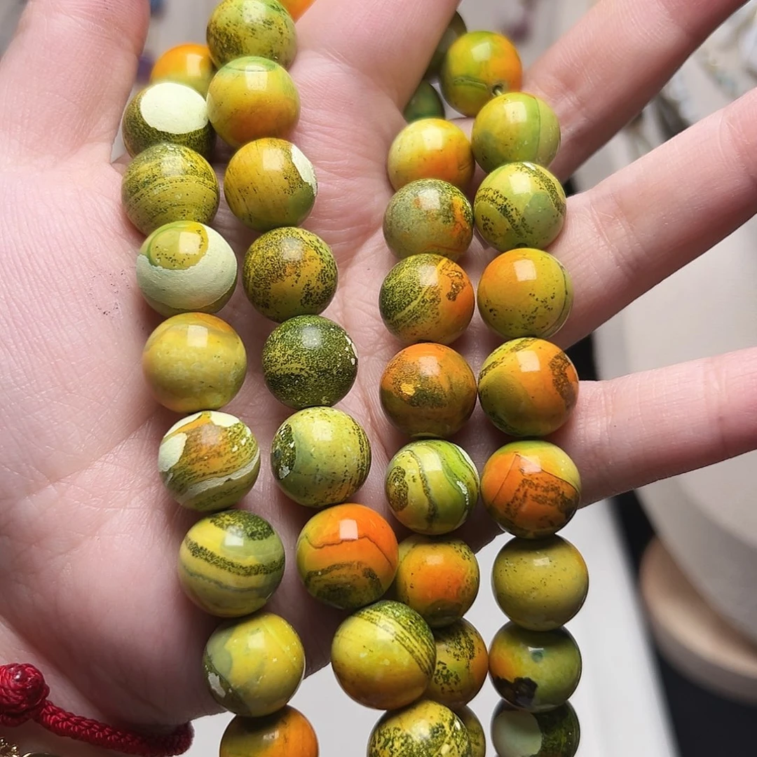 玛瑙/玉髓未镶嵌珠宝半成品k366春日油画玛瑙14mm