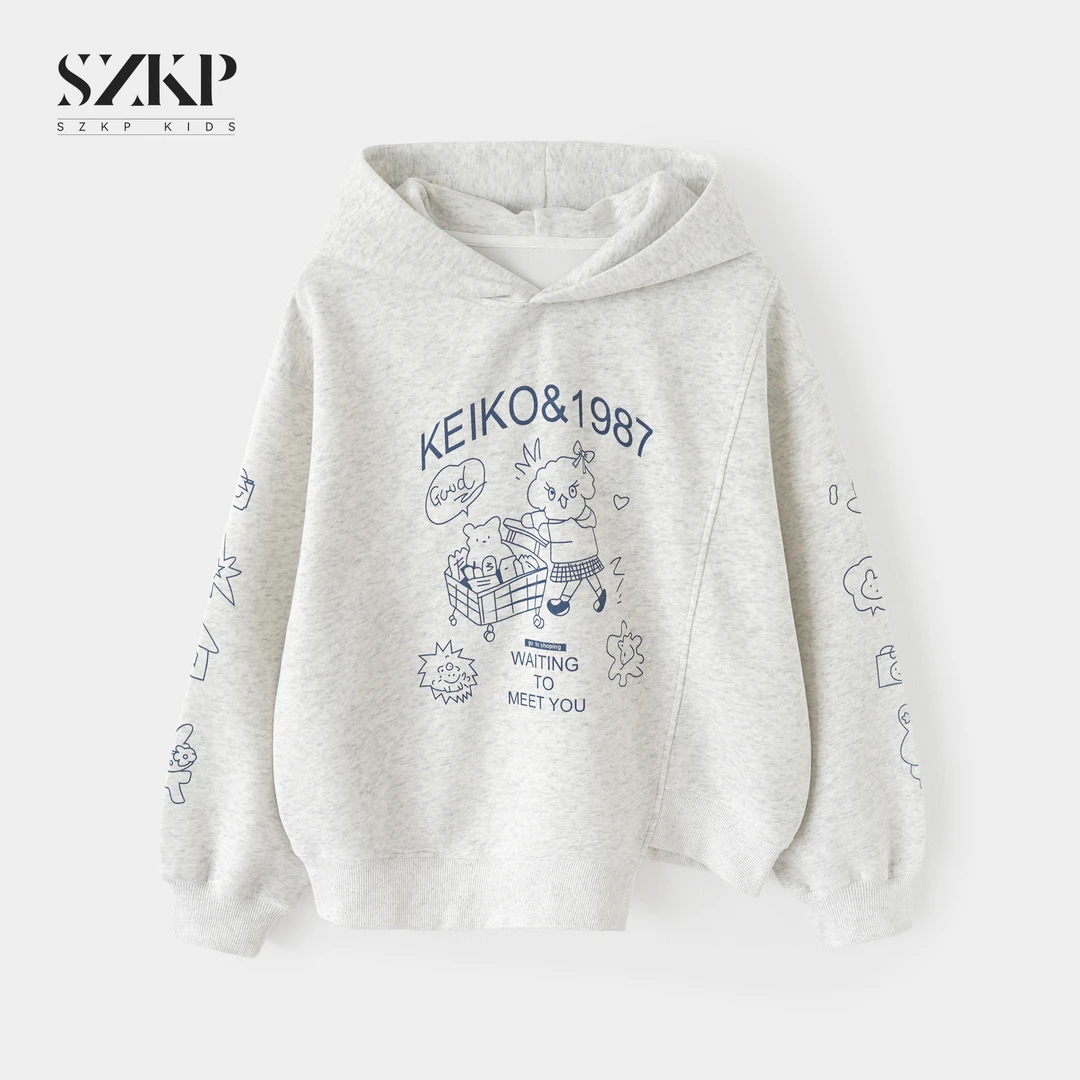 SZKP秋季新款女童装休闲上衣中大童时尚儿童连帽卫衣BGYQ552988