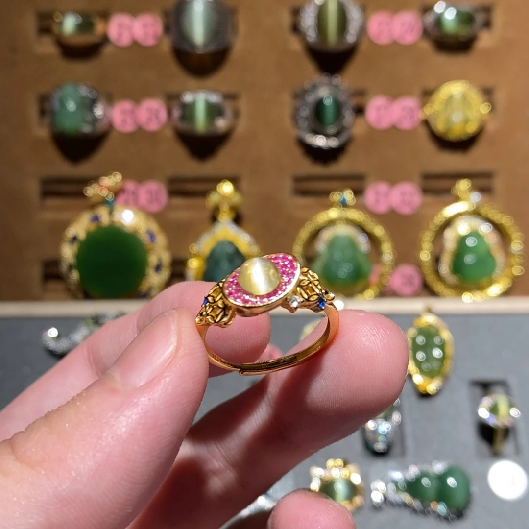 和田玉银S925镶嵌戒指