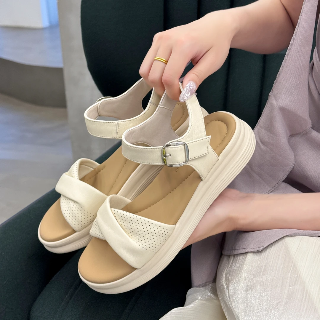 大甩卖[羊皮4cm] 2025夏季新款轻软底凉鞋男士羊皮软底皮鞋