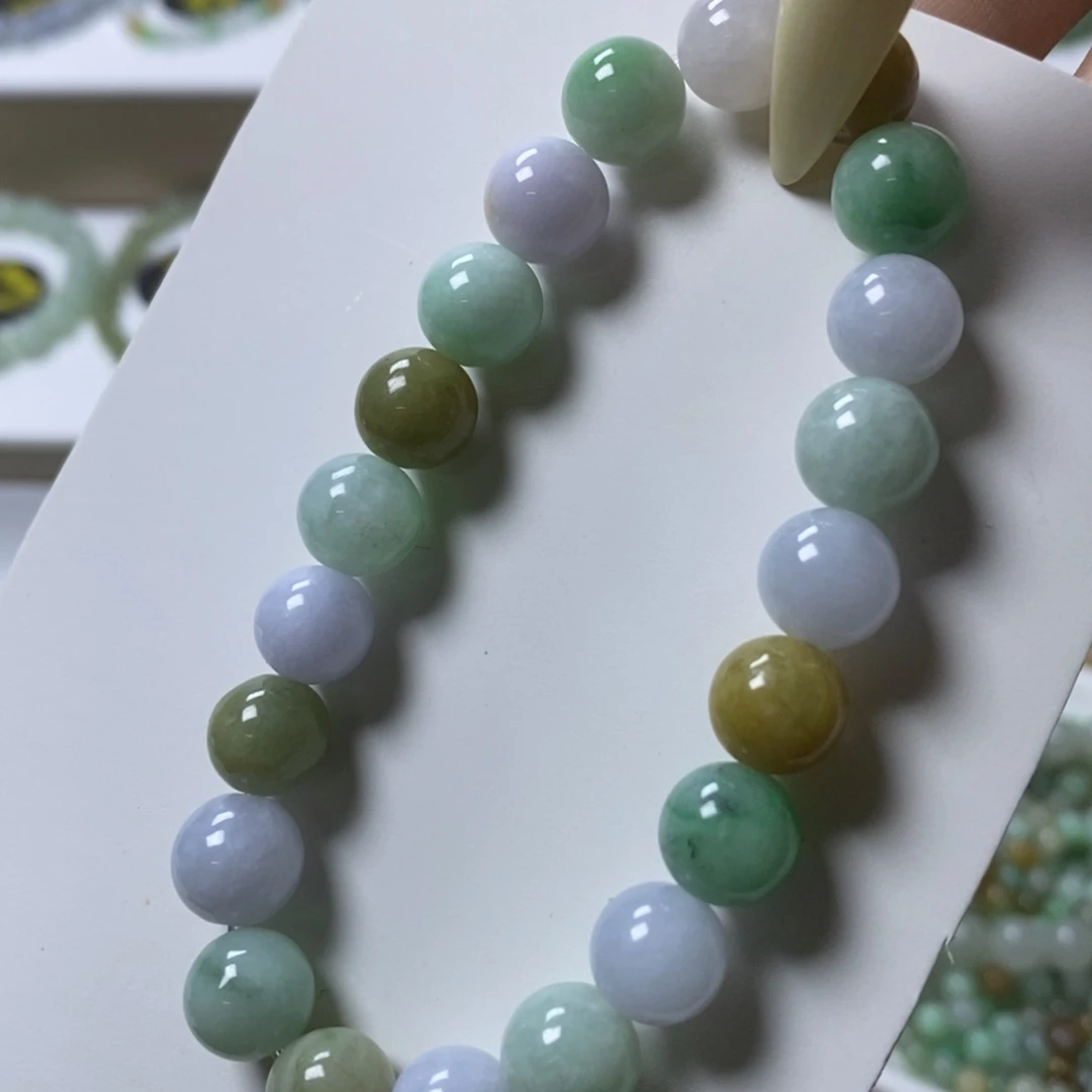 翡翠未镶嵌手链多宝卡9