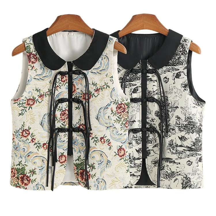 新中式国风马甲2025新款春季女装遮肚子显瘦提花叠穿背心马夹外套