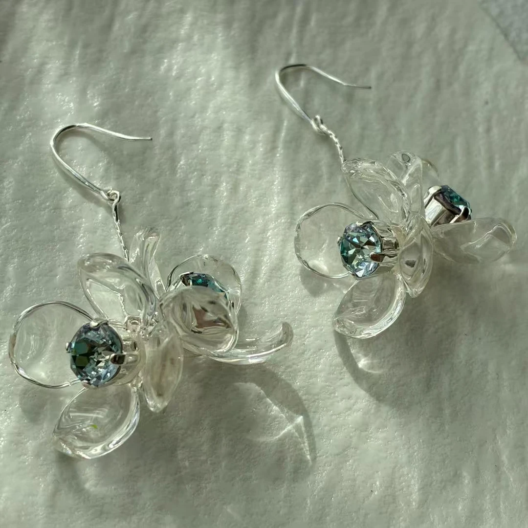 非金属合成锆石耳饰 “花涧”SITUOO饰图小众设计款仙气花花款耳饰