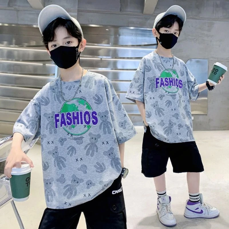 贝尔熊男童短袖t恤2025新款儿童夏装衣服男孩纯棉宝宝上衣童装