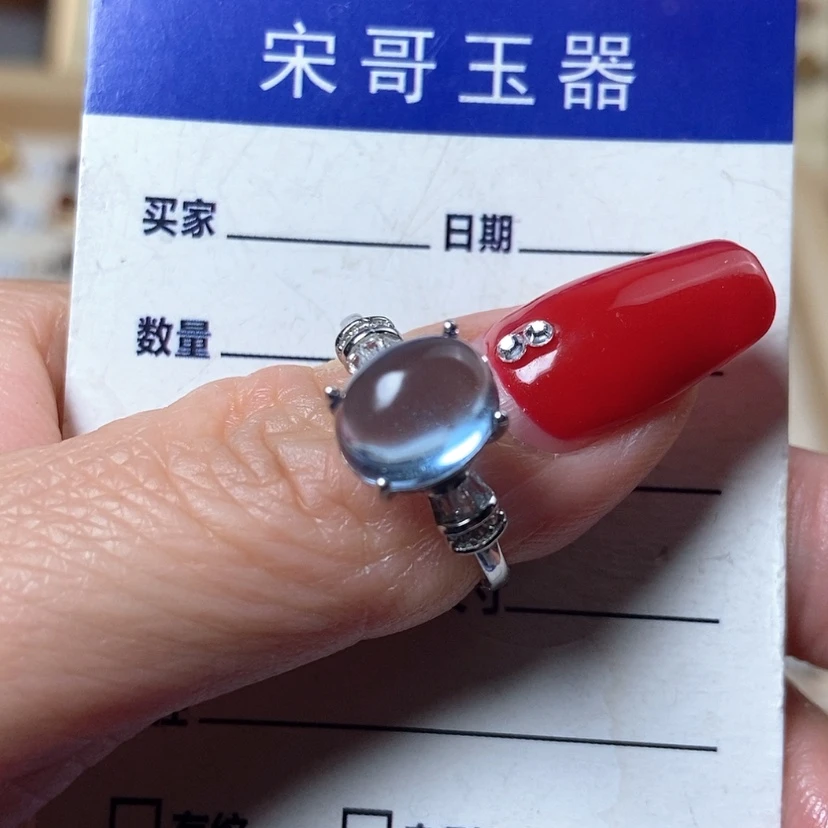 【闪购商品】海蓝宝石戒指银S925镶嵌兔****a