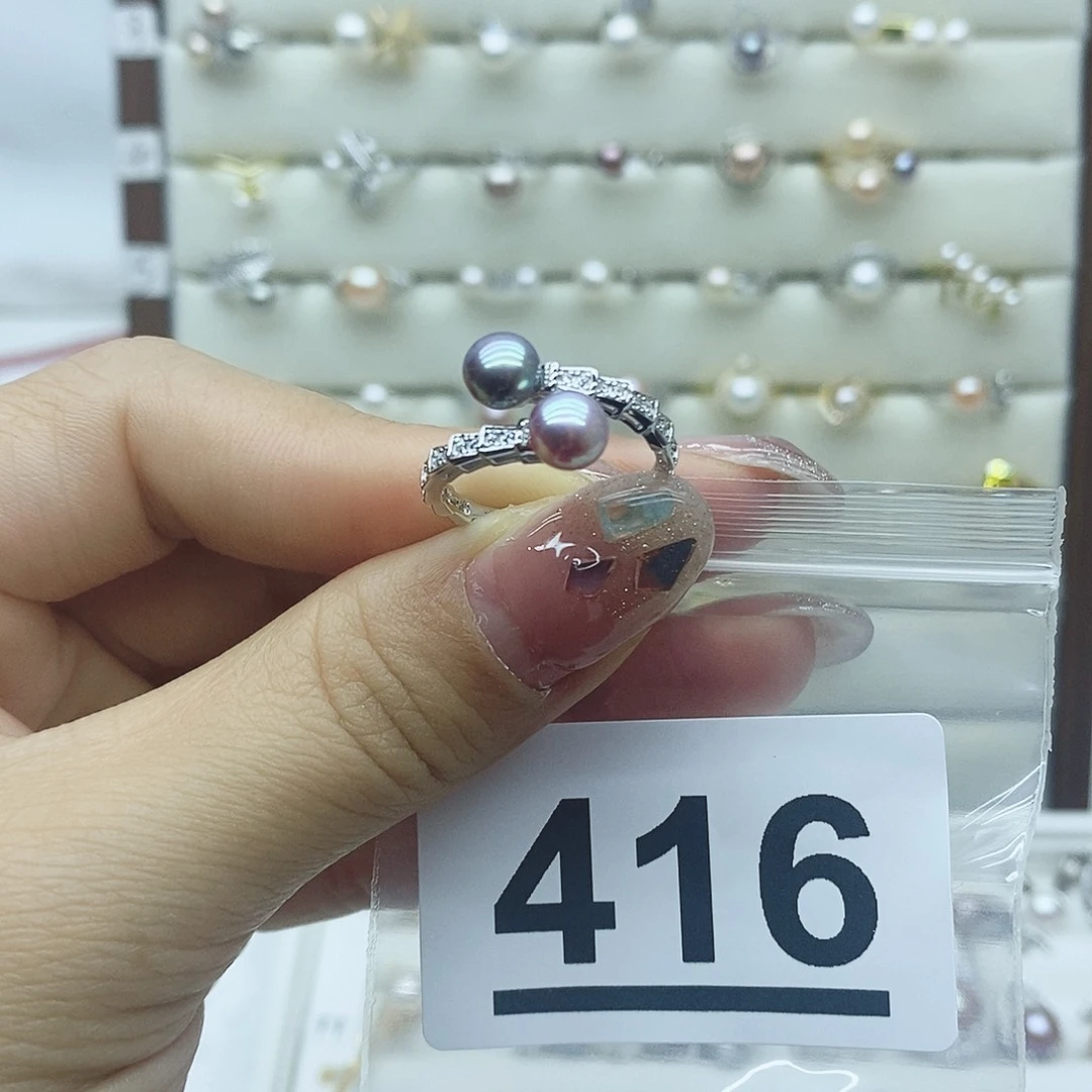 淡水珍珠戒指银S925镶嵌x**o416