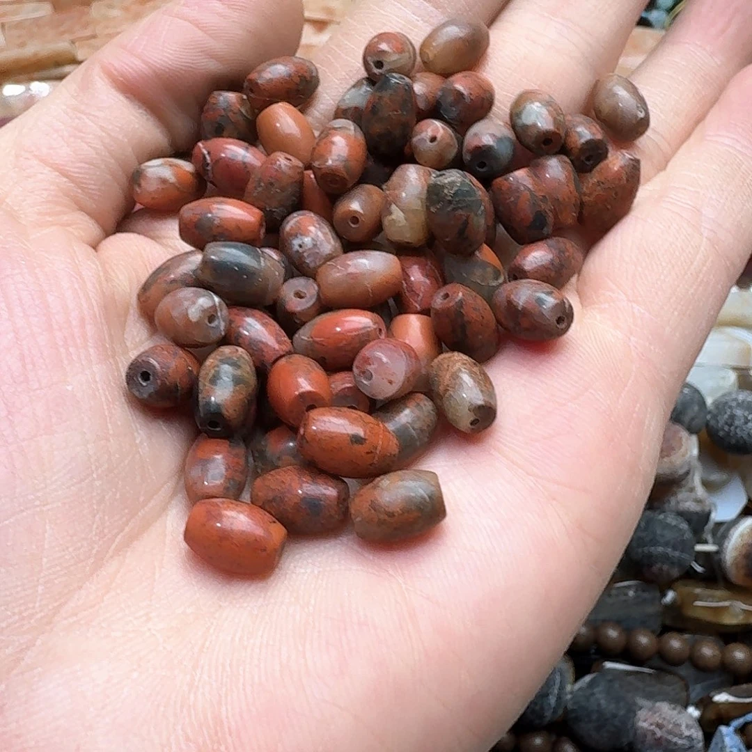玛瑙/玉髓未镶嵌珠宝半成品福利15颗7x10m铁皮南红桶珠