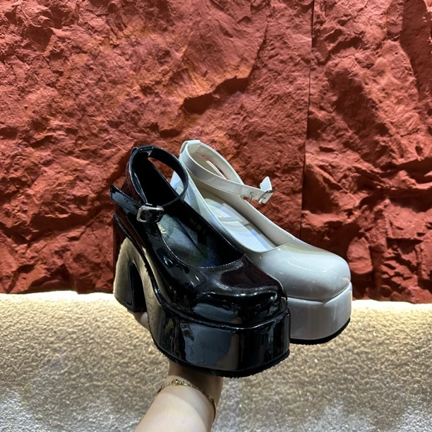 222单鞋浅口一脚蹬厚底松糕鞋高跟方头百搭时尚圆头粗跟坡跟中跟