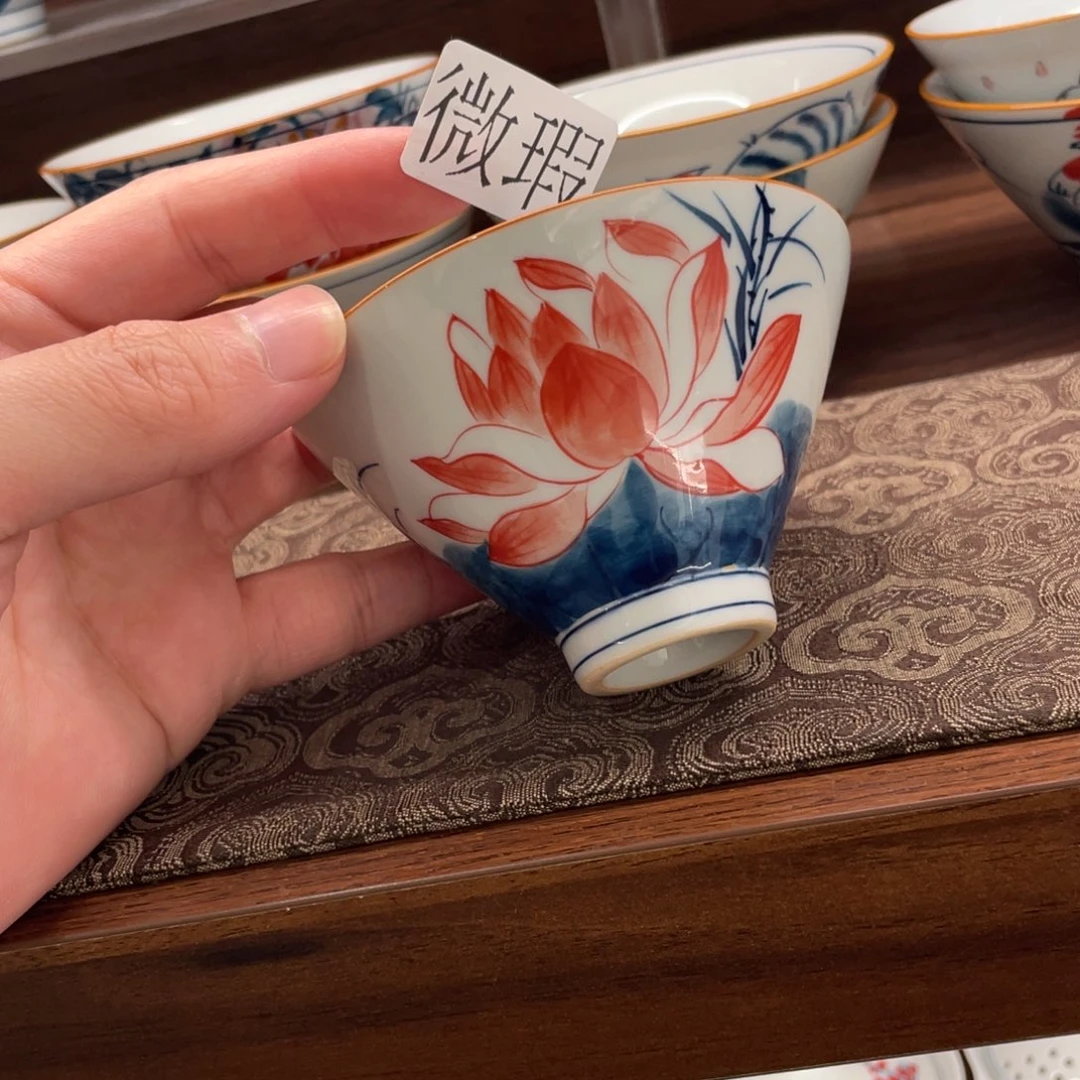 釉下手绘茶具微瑕