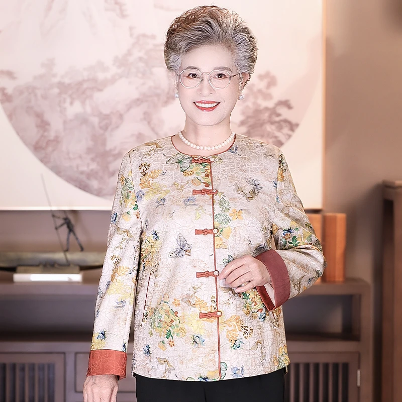 中老年秋季女款时尚妈妈装新中式国风外套老人奶奶太太秋装上衣服