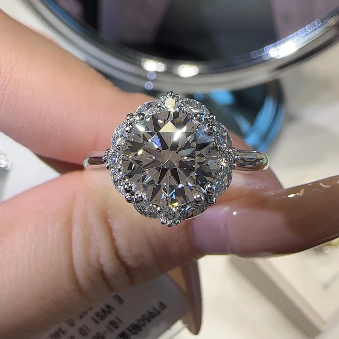 铂Pt950镶嵌实验室培育钻石许妍同款2卡vvs2