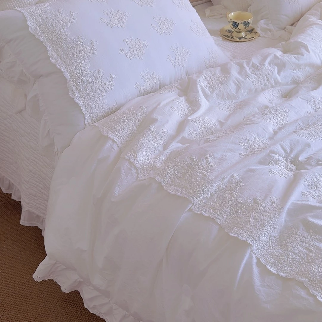 棉白色卡尔斯春秋被四件套被200×230床盖240×260