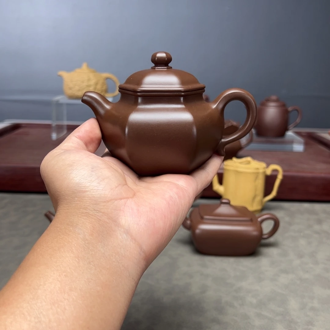 茶壶紫砂江**人六方莲子220CC紫泥