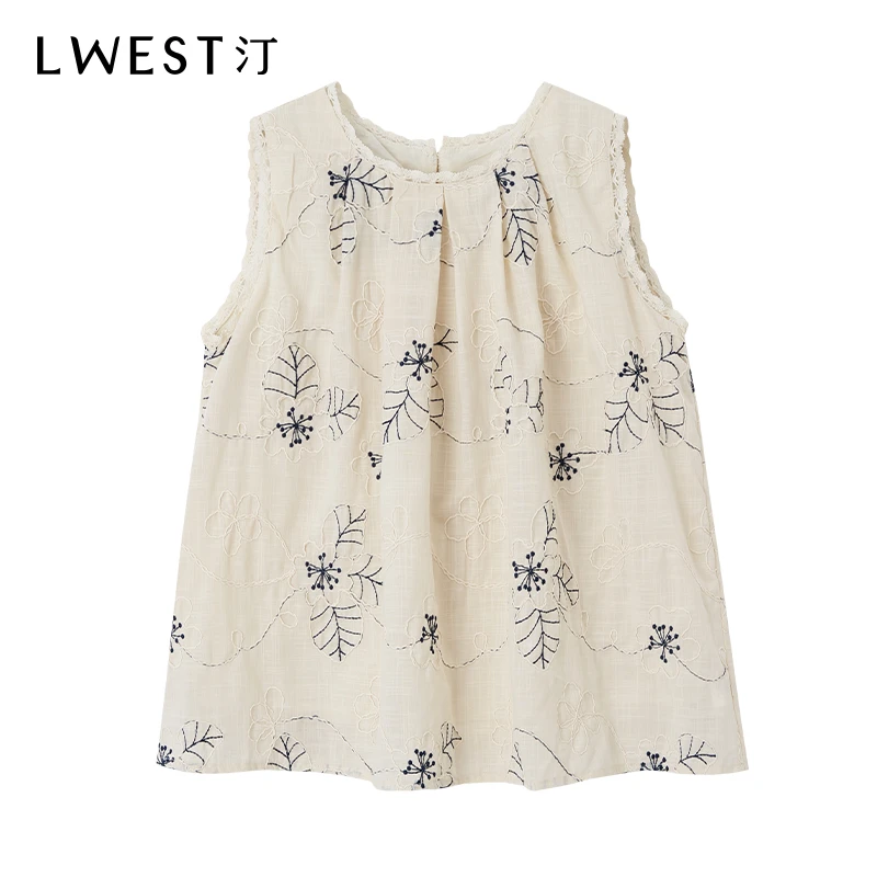朗文斯汀2025夏装新款洋气精致刺绣无袖上衣DZMX5205B09942