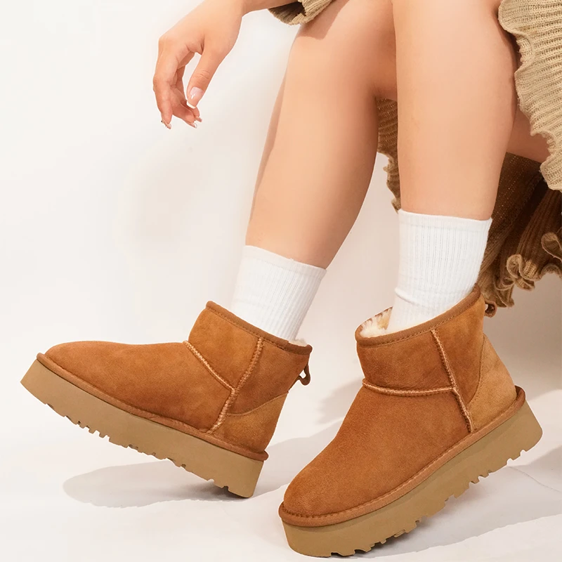 【厚底5854】桑坡羊皮毛一体冬季雪地靴百搭经典加厚保暖搭子