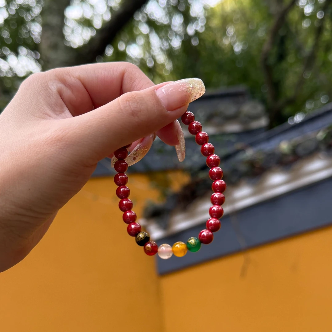 含辰砂工艺品普陀山【五路财财】天然朱砂手串